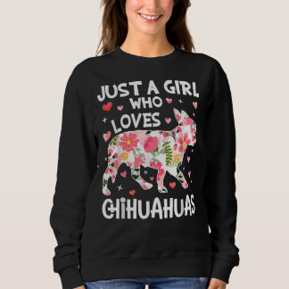 Just Girl Kärlek Chihuahuas Cute Flower T Shirt