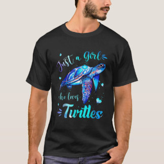 Just Girl Kärlek Turtles Watercolor Sea Anima T Shirt