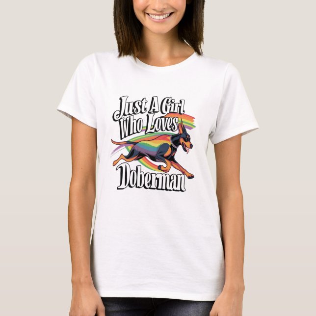 Just Girl WHO Kärlek Doberman T Shirt (Framsida)