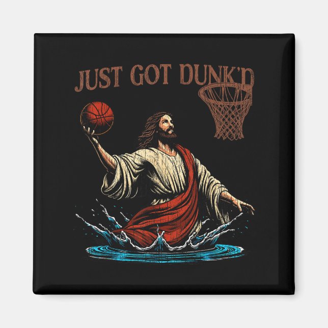Just Got Dunked Funny Baptism Jesus Christian Bask Magnet (Framsidan)