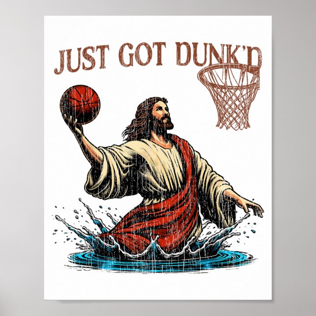 Just Got Dunked Funny Baptism Jesus Christian Bask Poster (Framsidan)