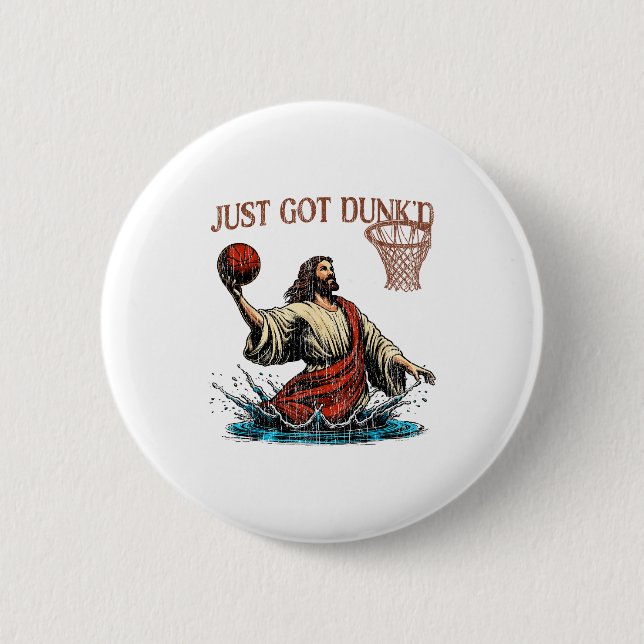 Just Got Dunked Rolig Dop Jesus Kristna Korg Knapp (Framsida)