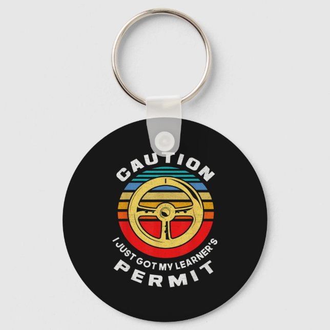 Just Got Learner's Permit Boys Girls Funny New Dri Nyckelring (Framsida)