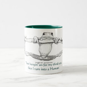 "JUST HANGIN' ON" GRÖNT FROG Large & small Mugg