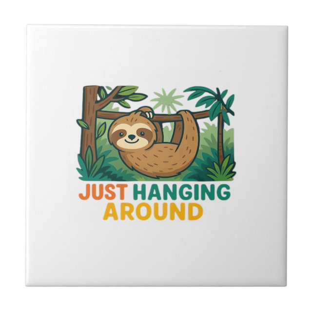 Just Hanging Around (Sleepy Sloth) Essential T-Shi Kakelplatta (Framsidan)