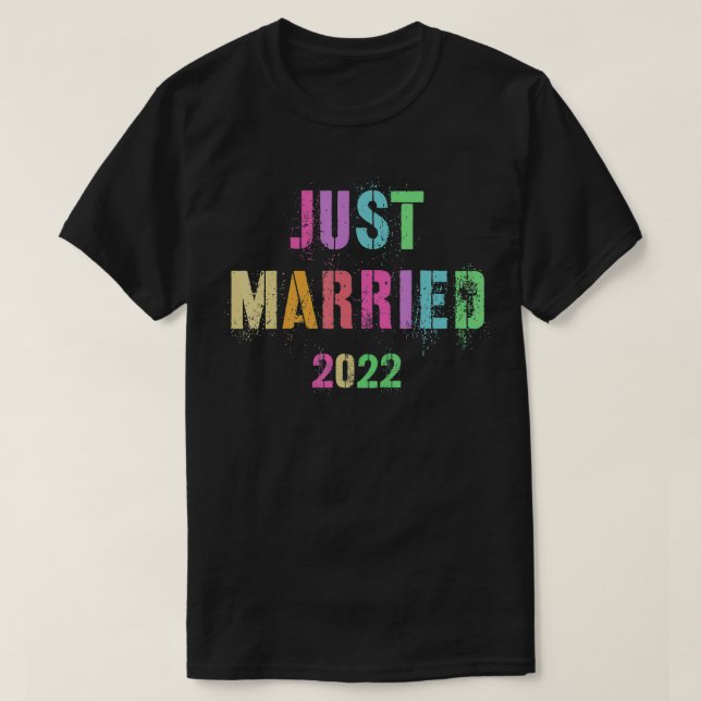JUST Har MARRIED 2022 Honeymooner Brudens sida Hon T Shirt (Design framsida)