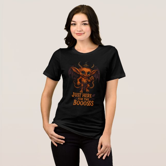Just Here for the Boooss Halloween Demon T Shirt (Framsida Full)
