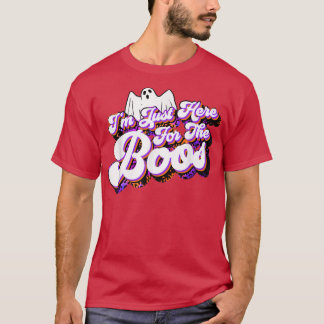 Just Here For The Boos Funny Ghost Leopard Hallowe T Shirt