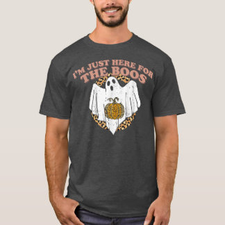 Just Here For The Boos Funny Ghost Leopard Hallowe T Shirt