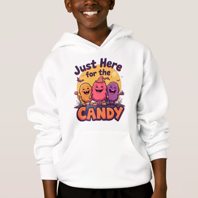 Just Here for the Candy – Funny Halloween Quote De T Shirt (Framsida)
