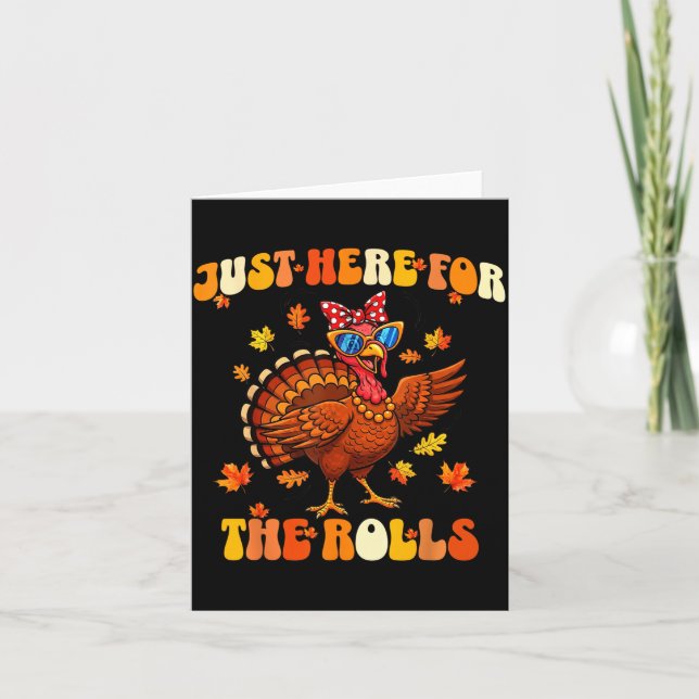 Just Here For The Rolls Thanksgiving Dinner Kids C Kort (Framsida)