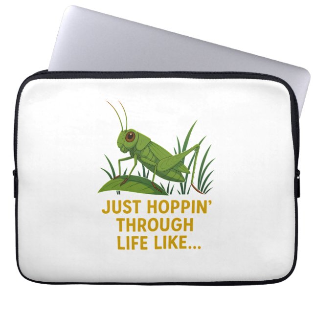 "Just Hoppin" Funny Grashopper Art" Laptop Fodral (Framsidan)