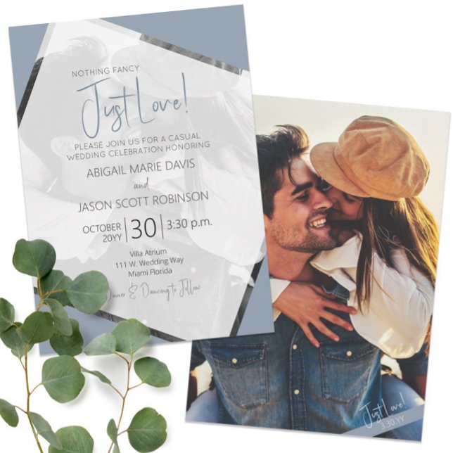 💍 Just Kärlek Avslappnad Dusty Blue Bröllop Inbjudningar (💍 Just Love Casual Dusty Blue Wedding Invitation
)