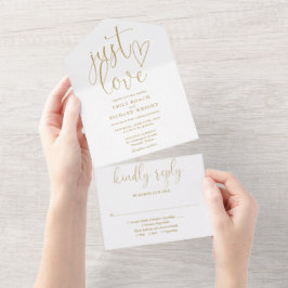 Just Kärlek Elegant Script Modern Guld Bröllop