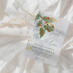 Just Kärlek jul Bröllop - Elegant Julfest Inbjudningar