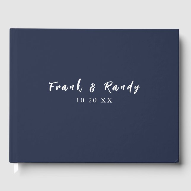 Just Kärlek minimalistisk marinblåvit Bröllop Gästböcker (Framsida)