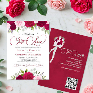 Just Kärlek Shock rosa och Ro QR-koden Bröllop Inbjudningar