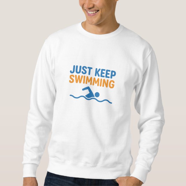 Just Keep Swimming - Motivational Swimmer Icon Lång Ärmad Tröja (Framsida)