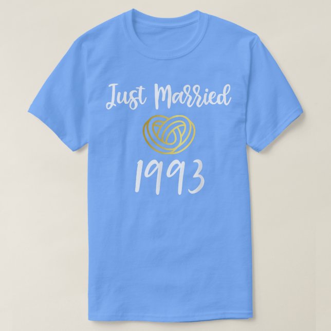 Just Married 1993 Marriage s, 29th Wedding Anniver T Shirt (Design framsida)