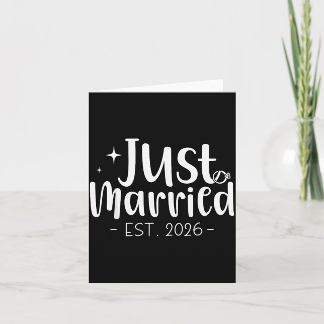 Just Married 2026 Honeymoon Wedding Couples Fiance Kort (Framsida)