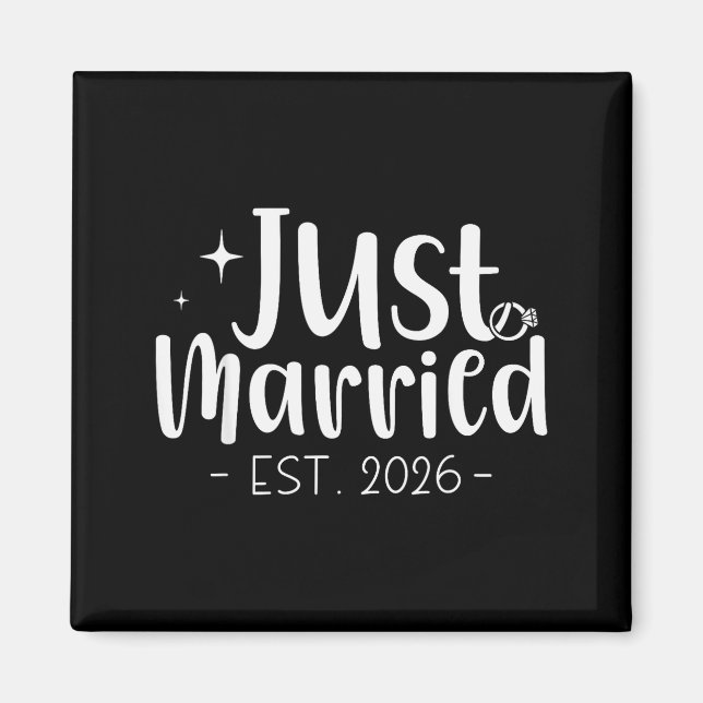 Just Married 2026 Honeymoon Wedding Couples Fiance Magnet (Framsidan)