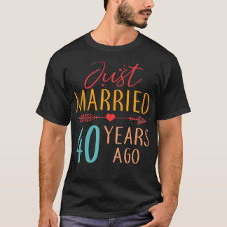Just Married 40 Years Ago Retro Couple 40th Annive T Shirt