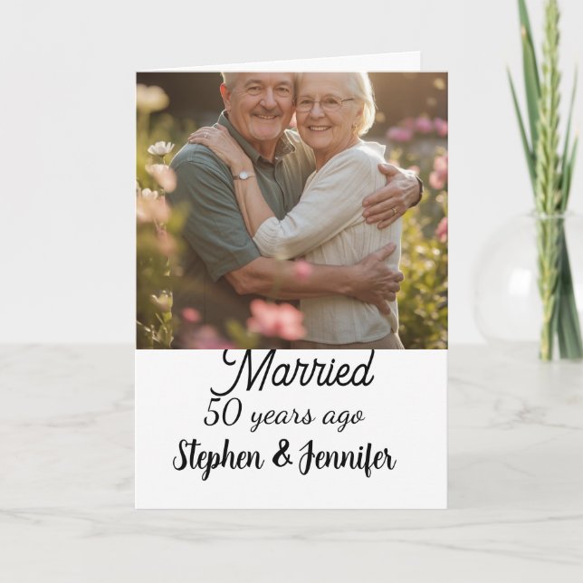 Just married 50 year ago wedding anniversary  kort (Framsida)