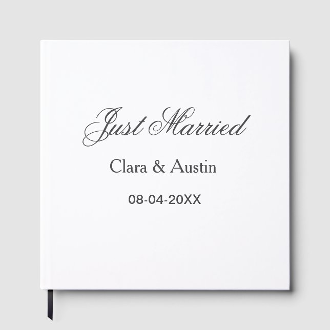 Just Married add couple name date year wedding sim Gästböcker (Framsida)