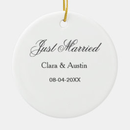 Just Married add couple name date year wedding sim Julgransprydnad Keramik