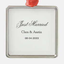 Just Married add couple name date year wedding sim Julgransprydnad Metall