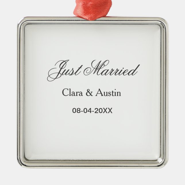 Just Married add couple name date year wedding sim Julgransprydnad Metall (Framsidan)