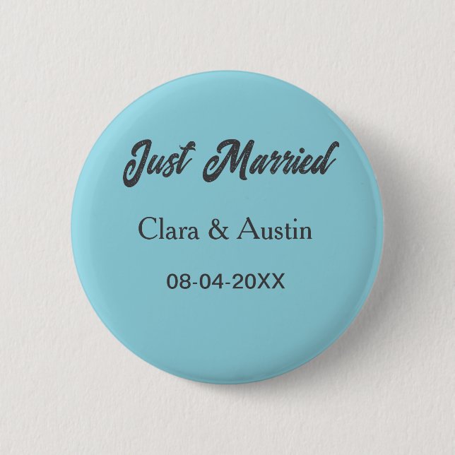 Just Married add couple name date year wedding sim Knapp (Framsida)