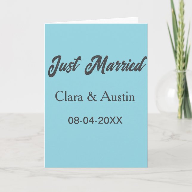 Just Married add couple name date year wedding sim Kort (Framsida)