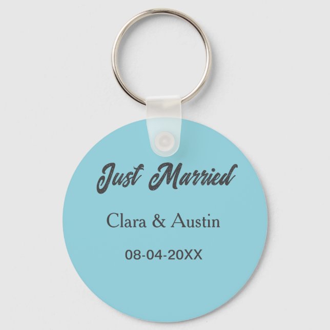 Just Married add couple name date year wedding sim Nyckelring (Framsida)