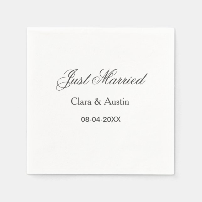Just Married add couple name date year wedding sim Pappersservett (Framsidan)