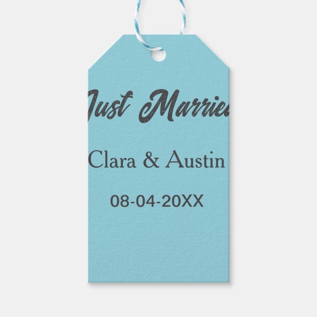 Just Married add couple name date year wedding sim Presentetikett (Framsidan)