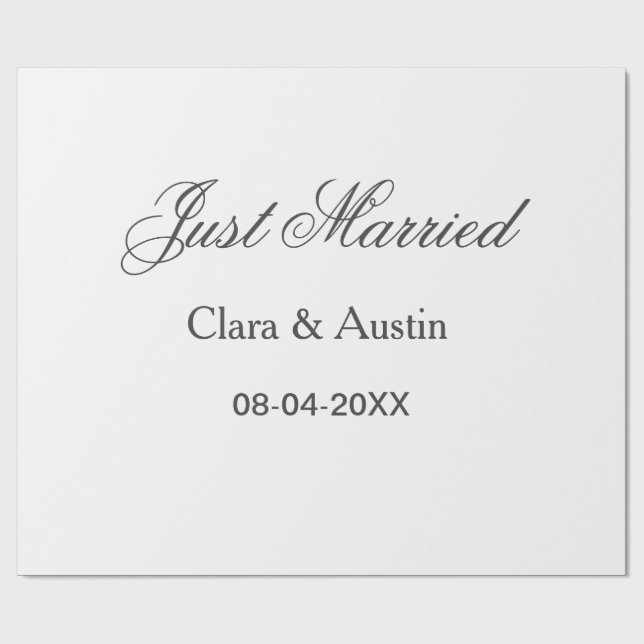 Just Married add couple name date year wedding sim Presentpapper (Platt)