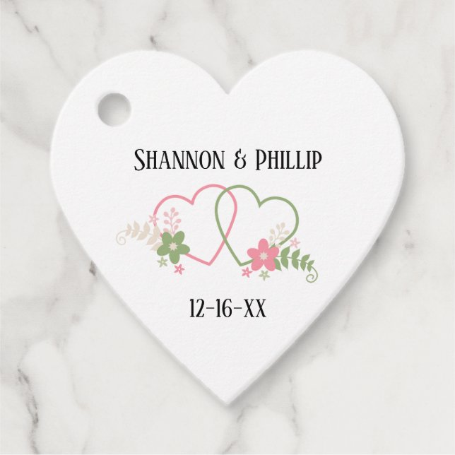 Just Married Bride & Groom Names Wedding Date Gåvor Etiketter (Framsida)