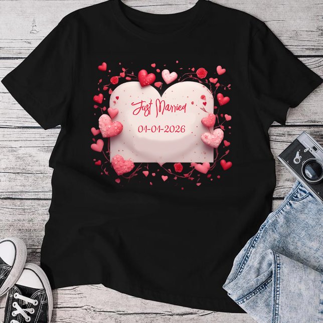 Just Married Est 2026 Wedding Wife,Custom date T Shirt (Skapare uppladdad)
