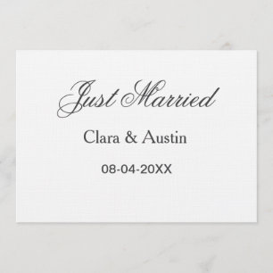 Just Married lägg till parnamn datum år bröllopssi Inbjudningar