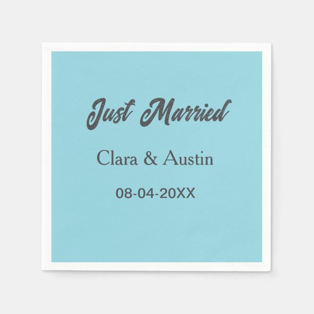Just Married lägg till parnamn datum år bröllopssi Pappersservett (Framsidan)