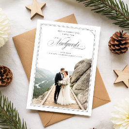 Just Married Newlywed Couple Photo Christmas Julkort