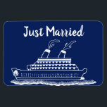Just Married Wedding Honeymoon Cruise Cabin Door  Magnet<br><div class="desc">Perfect magnet for newlywed or those just married and traveling on a wedding honeymoon cruise. Cruise ship cabin door marker to help find your stateroom. Background  blue color can be changed to match your wedding color(s). Fun wedding gift for the newly married couple.</div>