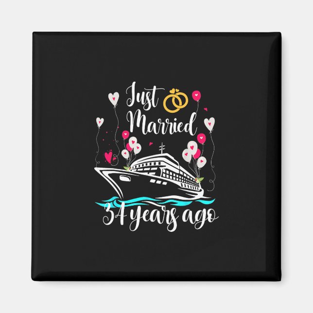 Just Married &#  Years Ago &# th Anniversary Cru Magnet (Framsidan)