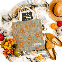 Just Me Floral Blue Aesthetic Tote Bag Tygkasse