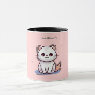 Just Meow Cute White Kitten Mug | Pink Pastel  Mugg