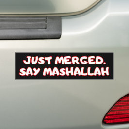 Just Merged Say Mashallah Funny Muslim Car Bildekal