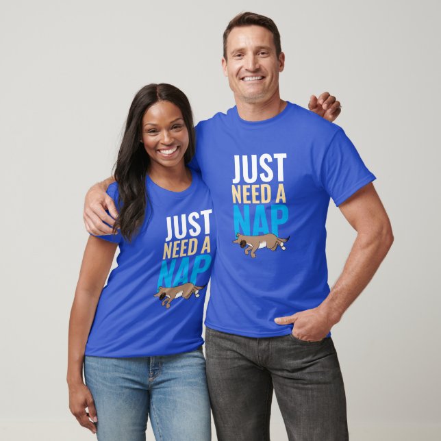 Just Need A Nap Cute Blue Funny Graphic T-Shirt (Unisex)