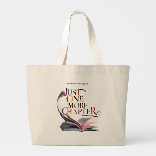 Just One More Chapter" Book Lover Tote Bag  Jumbo Tygkasse (Baksida)