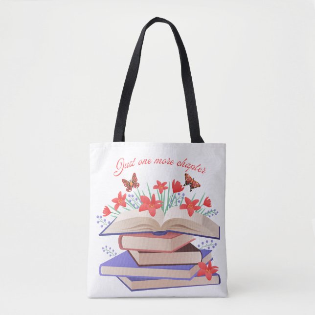 "Just One More Chapter " book lover tote bag  Tygkasse (Framsida)